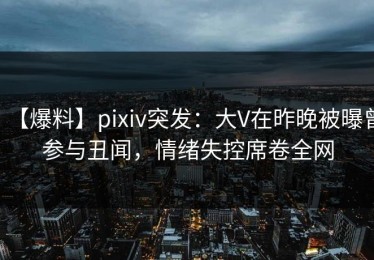 【爆料】pixiv突发：大V在昨晚被曝曾参与丑闻，情绪失控席卷全网
