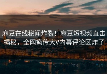 麻豆在线秘闻炸裂！麻豆短视频直击揭秘，全网疯传大V内幕评论区炸了