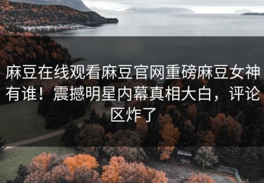 麻豆在线观看麻豆官网重磅麻豆女神有谁！震撼明星内幕真相大白，评论区炸了