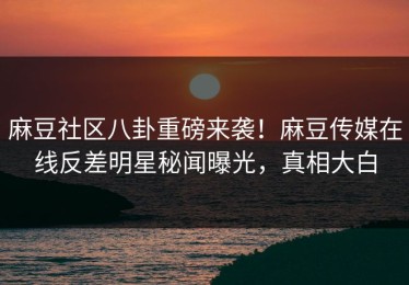 麻豆社区八卦重磅来袭！麻豆传媒在线反差明星秘闻曝光，真相大白