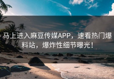 马上进入麻豆传媒APP，速看热门爆料站，爆炸性细节曝光！