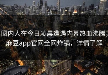 圈内人在今日凌晨遭遇内幕热血沸腾，麻豆app官网全网炸锅，详情了解