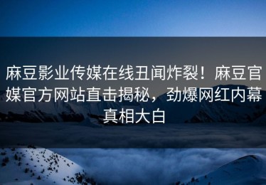 麻豆影业传媒在线丑闻炸裂！麻豆官媒官方网站直击揭秘，劲爆网红内幕真相大白