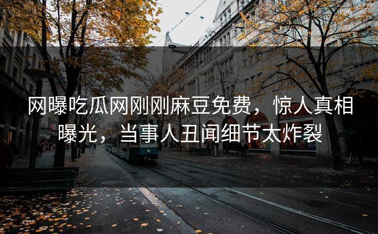 网曝吃瓜网刚刚麻豆免费，惊人真相曝光，当事人丑闻细节太炸裂