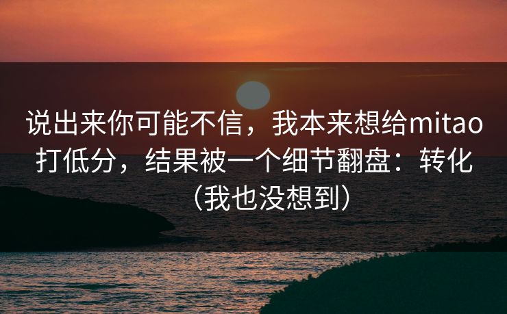 说出来你可能不信，我本来想给mitao打低分，结果被一个细节翻盘：转化（我也没想到）
