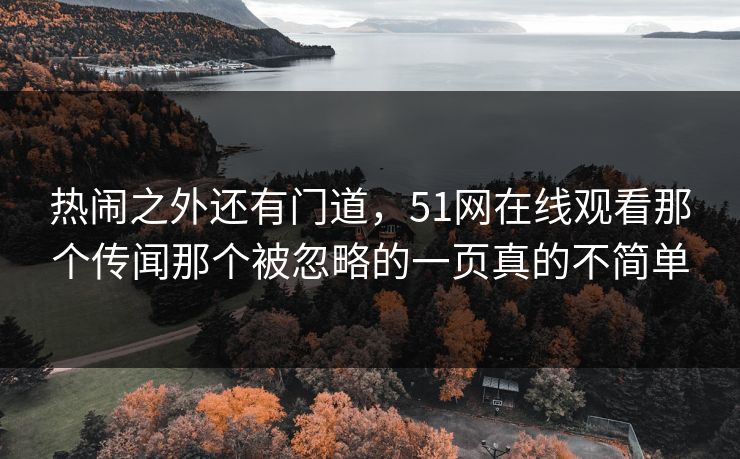 热闹之外还有门道，51网在线观看那个传闻那个被忽略的一页真的不简单