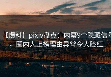 【爆料】pixiv盘点：内幕9个隐藏信号，圈内人上榜理由异常令人脸红