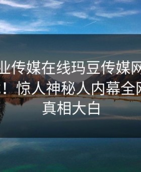 玛豆影业传媒在线玛豆传媒网重磅玛豆游戏！惊人神秘人内幕全网炸裂，真相大白