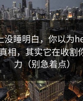 我一晚上没睡明白，你以为heiliaowang在揭真相，其实它在收割你的注意力（别急着点）