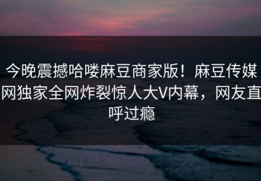 今晚震撼哈喽麻豆商家版！麻豆传媒网独家全网炸裂惊人大V内幕，网友直呼过瘾