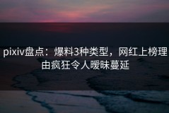 pixiv盘点：爆料3种类型，网红上榜理由疯狂令人暧昧蔓延
