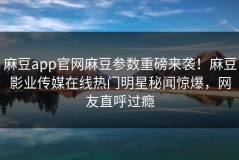 麻豆app官网麻豆参数重磅来袭！麻豆影业传媒在线热门明星秘闻惊爆，网友直呼过瘾