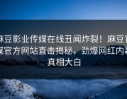 麻豆影业传媒在线丑闻炸裂！麻豆官媒官方网站直击揭秘，劲爆网红内幕真相大白