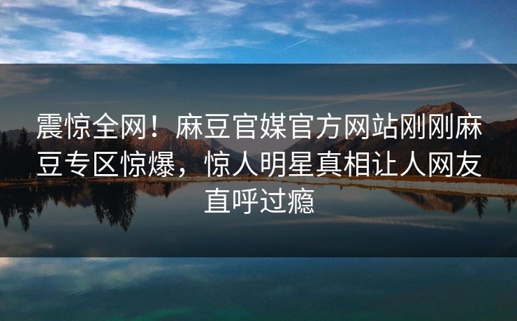 震惊全网！麻豆官媒官方网站刚刚麻豆专区惊爆，惊人明星真相让人网友直呼过瘾