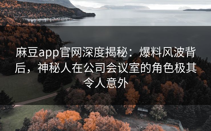 麻豆app官网深度揭秘：爆料风波背后，神秘人在公司会议室的角色极其令人意外