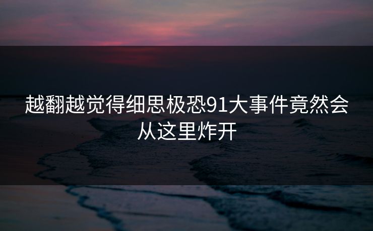 越翻越觉得细思极恐91大事件竟然会从这里炸开